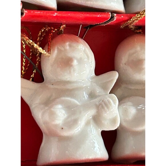 8 Vintage Assorted Porcelain Christmas Angel Ornaments Goebel Tiny Trims - Picture 3 of 10
